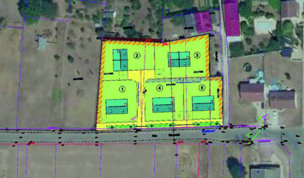Exemples d'implantation de maisons sur les terrains du lotissement à Tavers.