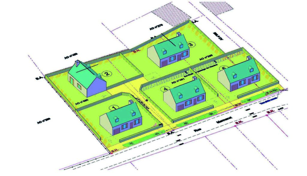 Plan de composition et de division des parcelles du lotissement Les Hazins à Tavers.