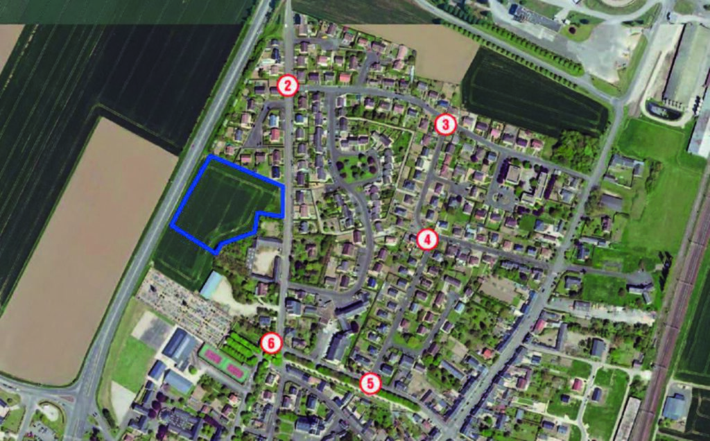 Analyse paysagère et plan de situation du projet de terrains à bâtir à Artenay.